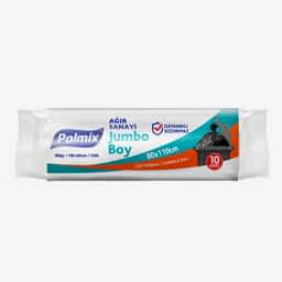 Polmix P503 Çöp Torbası Ağır Hizmet Jumbo Boy 100 Mikron 80 x 110 cm 10 Adet - Siyah resmi