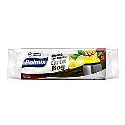 Polmix P139 Çöp Torbası Büzgülü Orta Boy Limon Kokulu 55 x 60 cm 10 Adet - Sarı resmi