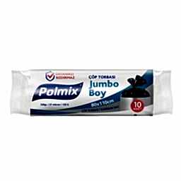 Polmix P105 Çöp Torbası Jumbo Boy 80 x 110 cm 10 Adet - Siyah resmi
