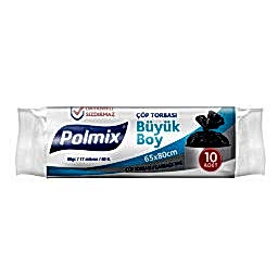 Polmix P103 Çöp Torbası Büyük Boy 65 x 80 cm 10 Adet - Siyah resmi