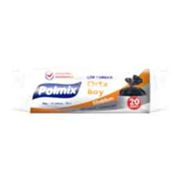 Polmix P102 Çöp Torbası Orta Boy 55 x 60 cm 20 Adet - Siyah resmi