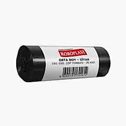 Koroplast Eko Endüstriyel Çöp Torbası Orta Boy 13 Mikron 55 x 60 cm 20 Adet Siyah  resmi