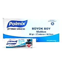 Polmix P103 Çöp Torbası Büyük Boy 65 x 80 cm 10 Adet - Siyah (50 Adet) resmi