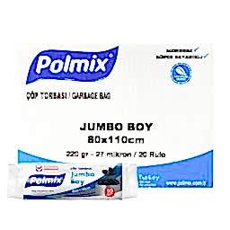 Polmix P105 Çöp Torbası Jumbo Boy 80 x 110 cm 10 Adet - Siyah (20 Adet) resmi