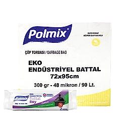 Polmix P302 Çöp Torbası Eko Endüstriyel Battal Boy 72 x 95 10 Adet - Siyah (20 Adet) resmi