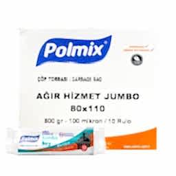 Polmix P503 Çöp Torbası Ağır Hizmet Jumbo Boy 100 Mikron 80 x 110 cm 10 Adet - Siyah (10 Adet) resmi
