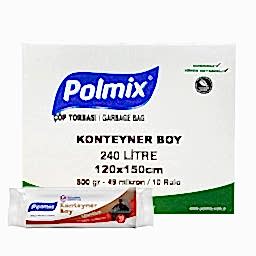 Polmix P552 Çöp Torbası Endüstriyel Konteyner Boy 120 x 150 cm 10 Adet - Siyah (10 Adet) resmi