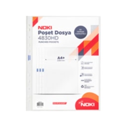 Noki 4830 HD Delikli Şeffaf Poşet Dosya A4 100'lü Paket resmi