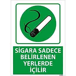 Sigara Sadece Belirlenen Yerlerde İçilir Uyarı Levhası U10001
