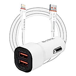 S-link SL-EC30L Lightning Kablolu 3.4A 2 USB Araç Şarj Cihazı - Beyaz resmi