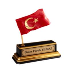 Kristal Türk Bayrağı İsimlikli 140 x 180 mm TR2906 resmi