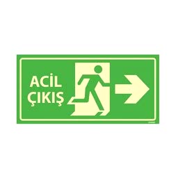 Acil Çıkış Sağ Yön 35X17 Fosforlu 3mm U04001