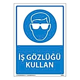 İş Gözlüğü Kullan Uyarı Levhası 25X35 3mm U03023