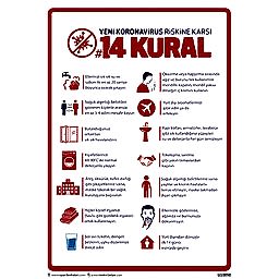 Virüse Karşı 14 Kural Uyarı Levhası U10090