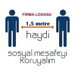 Sosyal Mesafeyi Koruyalım 1,5 Metre Yer Etiketi Kare Logolu U21078