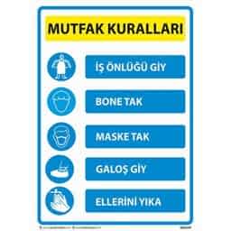 Mutfak Kuralları Uyarı Levhası U03147