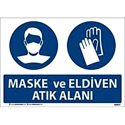 Maske ve Eldiven Atık Alanı Uyarı Levhası U10117