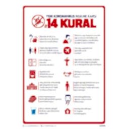 Virüse Karşı 14 Kural Uyarı Levhası 35x50 U10090