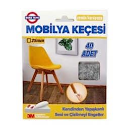 Boss Tape Mobilya Keçesi Kare 40 Adet 25 mm x 25 mm - Gri