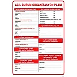 Acil Durum Organizasyon Planı Uyarı Levhası U07052