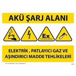 Akü Sarj Alanı Uyarı Levhası U10130
