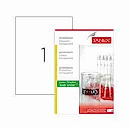 Tanex Lazer Etiket Şeffaf TW-2000 210x297 mm 25'li