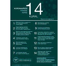 Koronavirüs Riskine Karşı 14 Kural Uyarı Levhası U10116