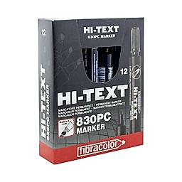 Hi-Text 830-PC Permanent Koli Kalemi Kesik Uçlu 12'li  - Siyah