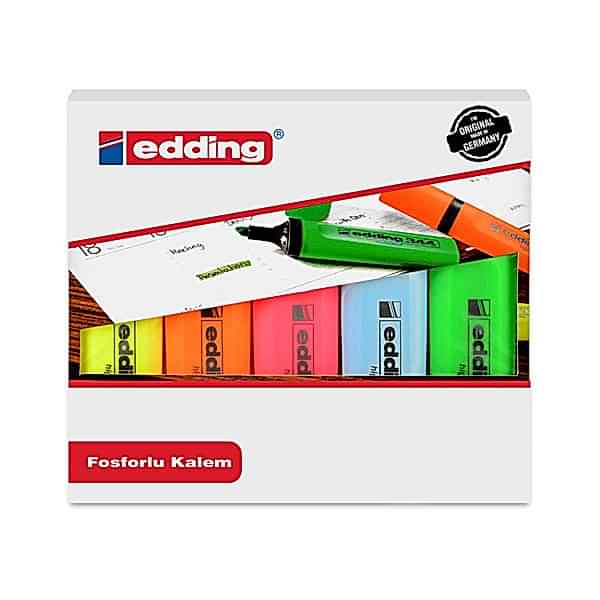 Edding 344 Fosforlu Kalem 5'li Paket Karışık Renk resmi